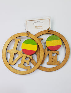 Love Green, Yellow & Red Wood Earrings